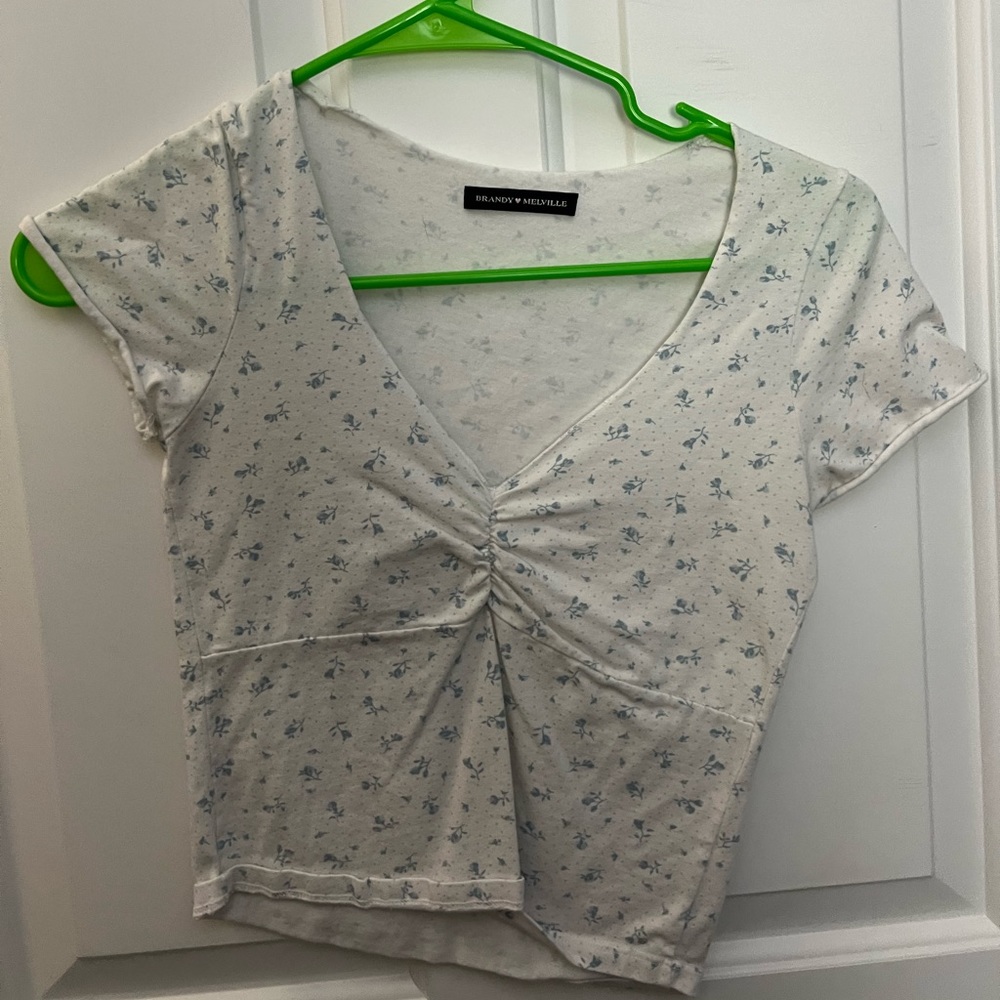 brandy melville short sleeve white and blue short sleeve